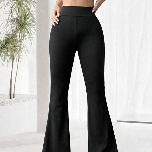 Legging femme été – Style taille haute, jambe droite et large, parfait pour yoga et détente